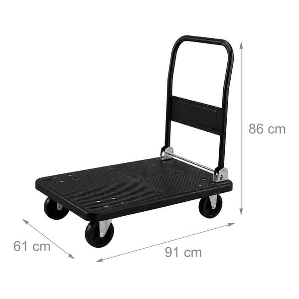 Sammenklappelig platformsvogn, 300 kg kapacitet – sort