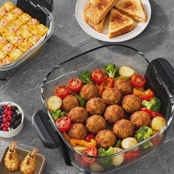 Just Perfecto Bærbar Glas Airfryer - 1,5L + 4L