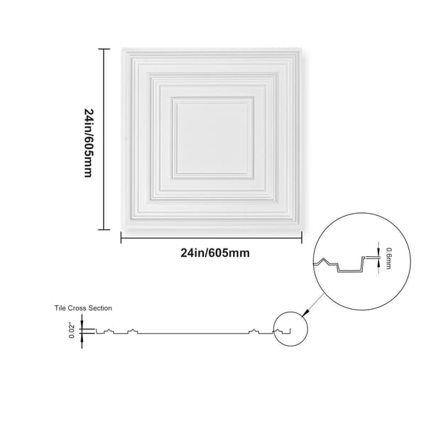 Takplattor 12-pack, 24x24 PVC, vita stiftmönster