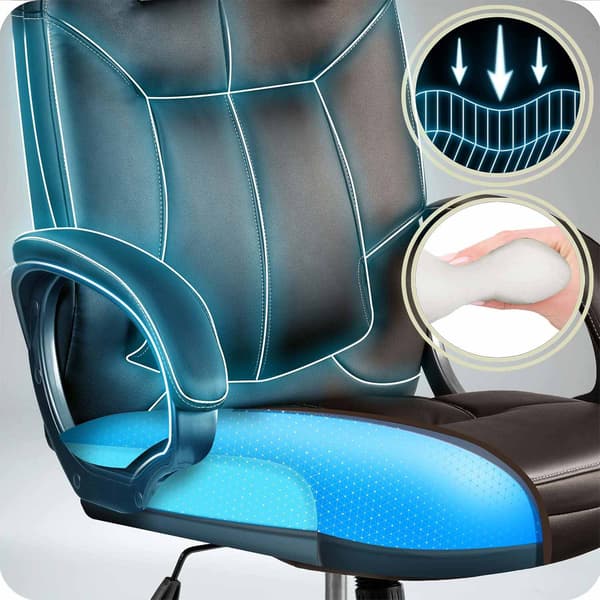 Ergonomisk kontorstol, mørkebrun, justerbar højde