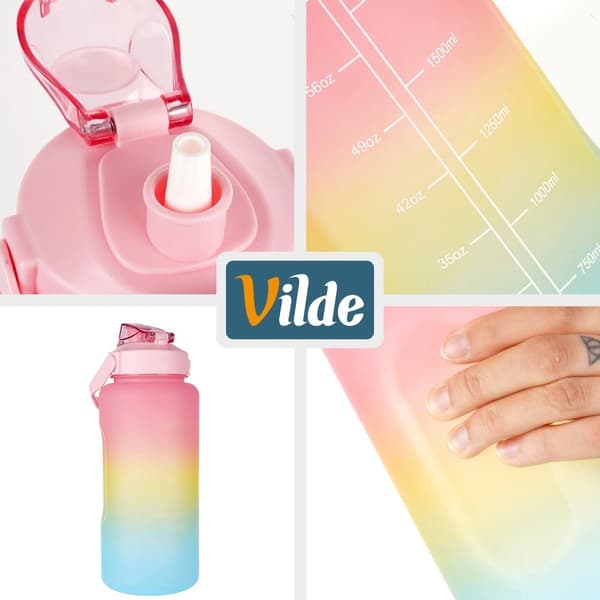 Rainbow 2L vesipullo pillillä ja kahvalla