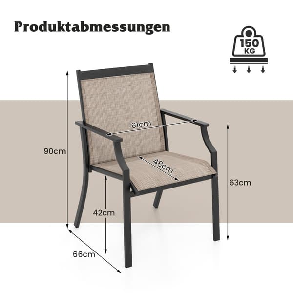 Utomhusstolar Set om 2, Andningsbart Tyg, Metallram