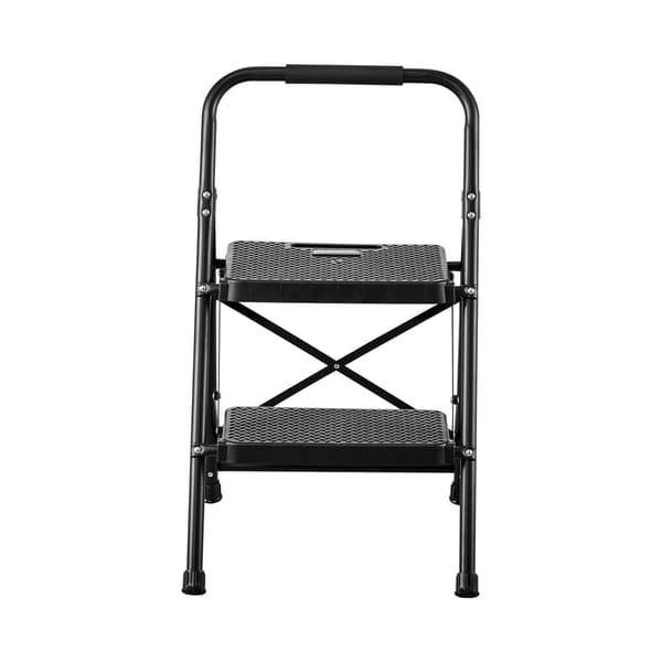 2-trins foldbar stålstige, 600 lb, skridsikker, sort