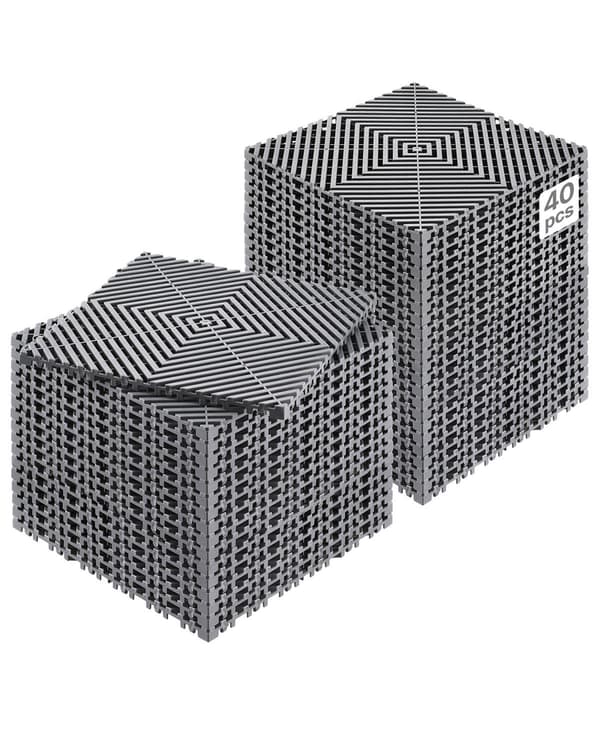 Sammanfogade dräneringsgolvplattor, 12x12, 40-pack grå PP