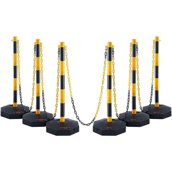 Trafikavgränsningsstolpar, 6-pack, fyllbar bas, kedja
