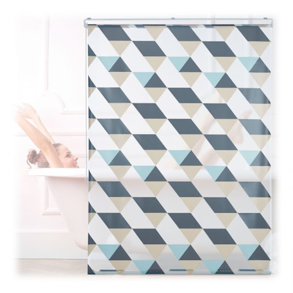 Rullegardin til brusebad med geometrisk design