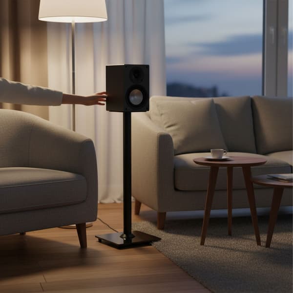 Højttalerstativer, stål og glas, vibrationsdæmpende