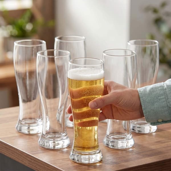 Set med 6 klara ölglas, 460 ml, diskmaskinssäkra