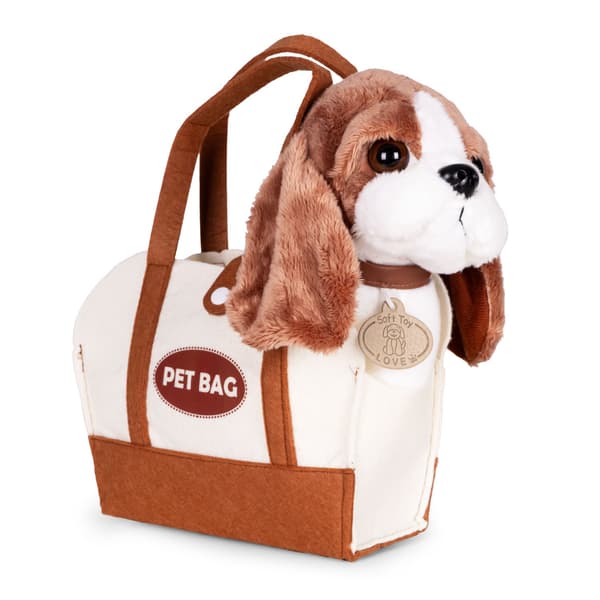 Pehmolelu Beagle laukulla ja harjalla lapsille 3+