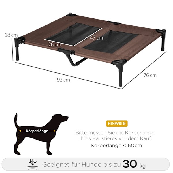 Hundeseng Udendørs Soveplads, Hundeseng & Hundesofa, Kaffebrun, 92X76X18Cm