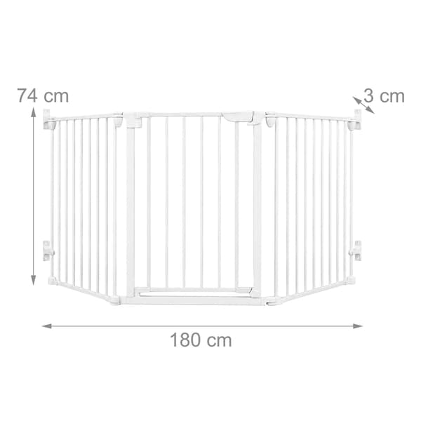 Vit stålgrind, justerbar 85–180 cm