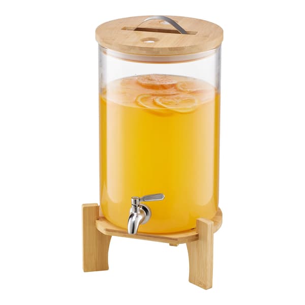 Dryckesdispenser i glas 8L, träställ, stålkran