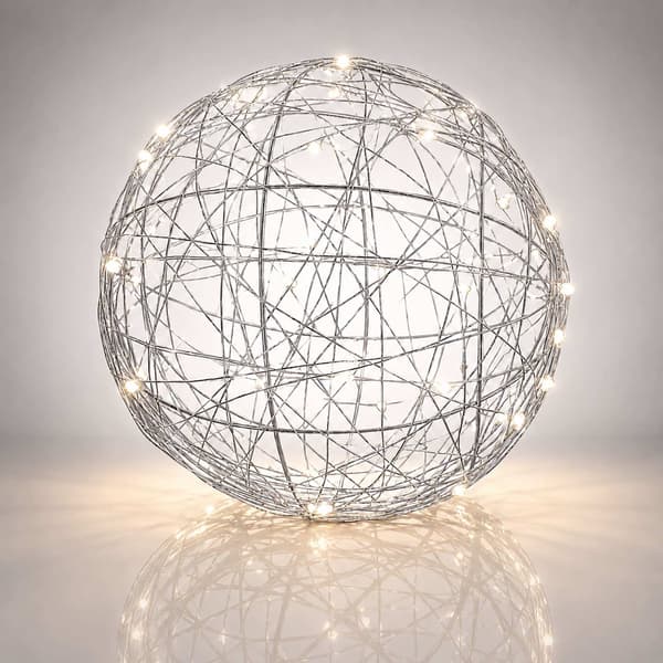 20 cm silverfärgad LED-dekorativ ljusglob