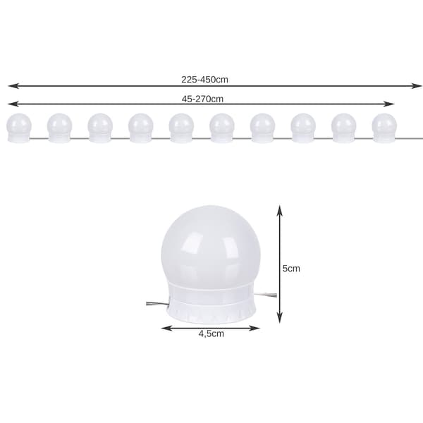 LED-lamper til spejlet/sminkebordet - 10 stk.