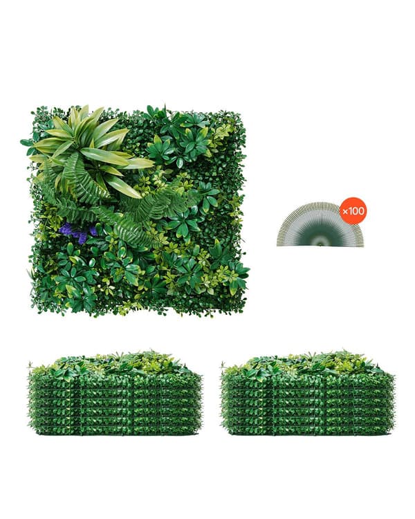 Väggpaneler av konstgräs, 12-pack 20x20 tum, 3D-buxbom