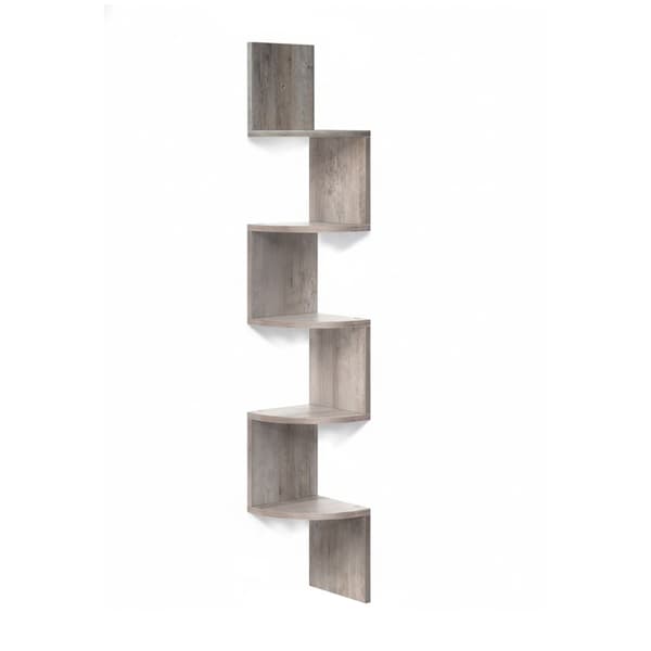 Hjørnevæghylde, 5 niveauer, zigzag-design