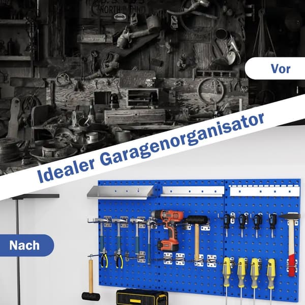 Tool wall tool perforeret væg med 3 pegboards &amp; 28 stykker hængende tilbehør Blå