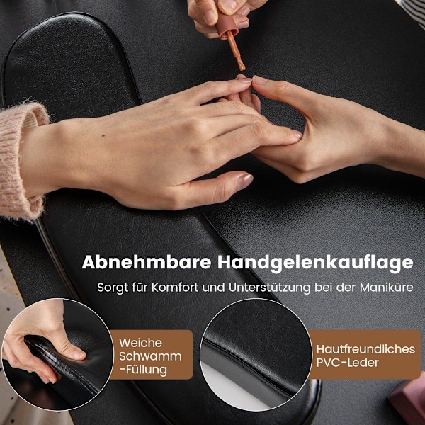 Manikyrbord med lådor skåp &amp; Handledsstöd manikyr bord svart