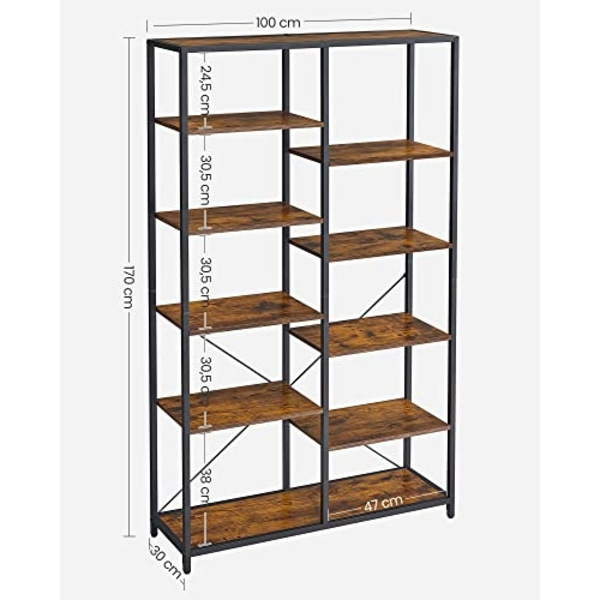Rummelig reol med justerbare hylder og robust design