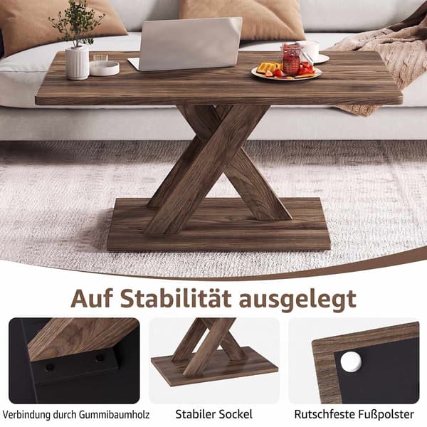 Rektangulärt soffbord, 94 cm, rustikt brunt, gummiträ