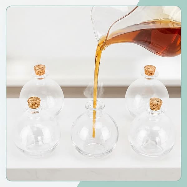 Set med 6 glasflaskor med korkar, 260 ml kapacitet
