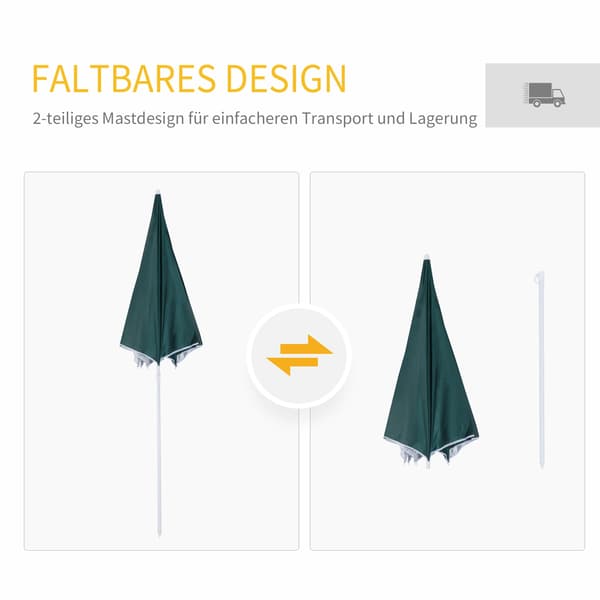 Beach Paraply Sidevæg Polyester Mørkegrøn 2,2Xh2,2M