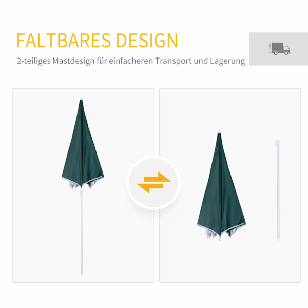 Beach Paraply Sidovägg Polyester Mörkgrön 2,2Xh2,2M