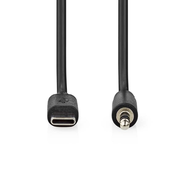 USB-C™ Sovitin | USB 2.0 | USB-C™ Uros | 3.5 mm uros | 1.00 m | Pyöreä | Niklattu | PVC | Musta | Laatikko
