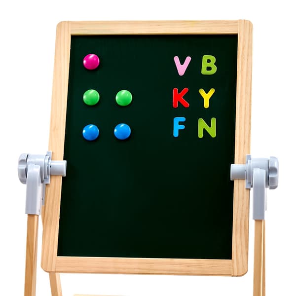 Børnekunststaffeli, 2-i-1 magnetisk whiteboard og kridttavle
