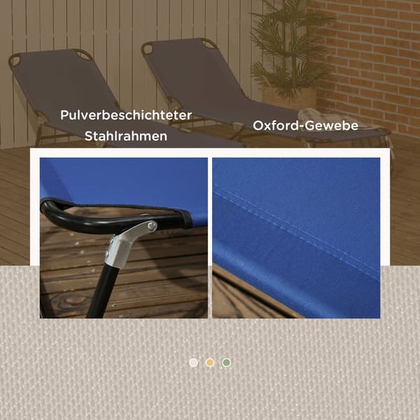2-delt foldbart liggestolsæt, ryglæn med 5 positioner
