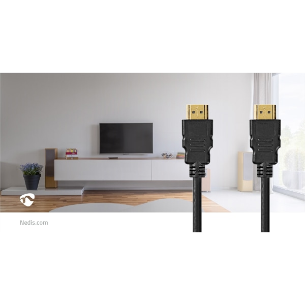 Ultra High Speed ​​HDMI™-kabel | HDMI™-stik | HDMI™-stik | 8K@60Hz | 48 Gbps | 2,00 m | runde | 6,5 mm | Sort | Mærke