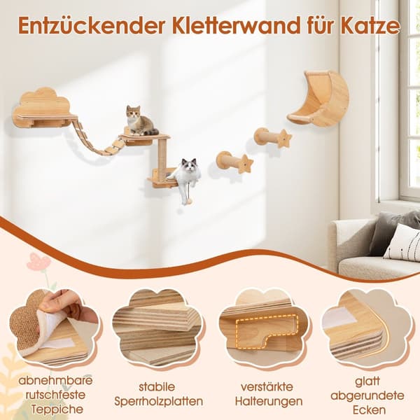 Cat Climbing Wall Set – 6 st, hängmatta, skrapa träd