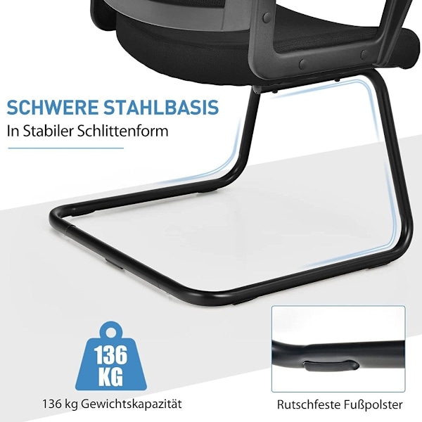 Mesh kontorstol med ryglæn kan holde op til 136 kg 60 x 54,5 x 94 cm sort