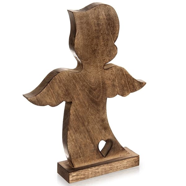 Juleengelfigur i træ, mangotræ, 38,5 cm