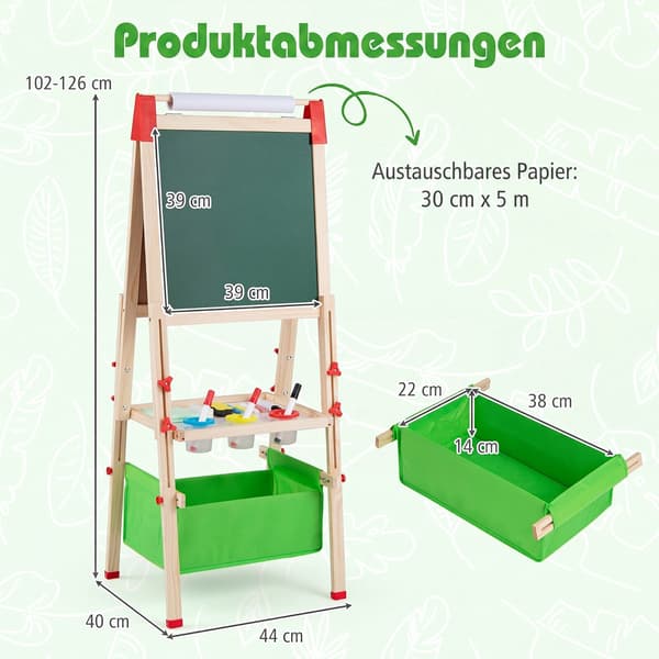 Justerbart børnestaffeli med magnetisk tavle og whiteboard
