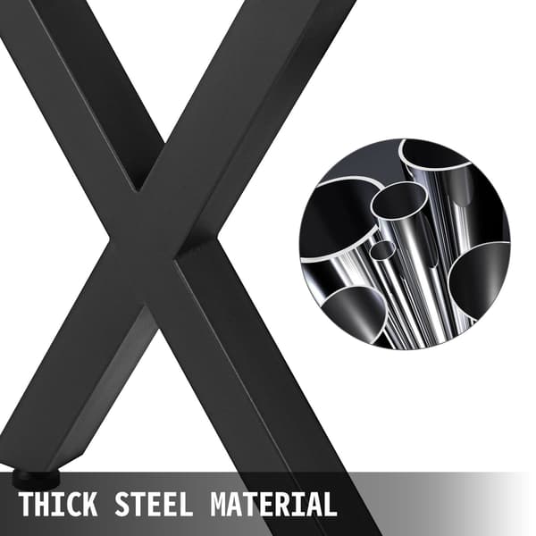 Bordsben i metall, X-ram, svarta, 72 x 79 cm, 2-pack