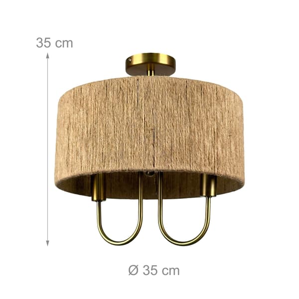 Loftlampe med 2 lyskilder, papirledning og bronzefinish