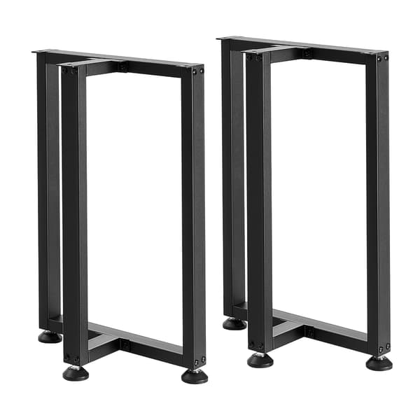 Bordben i stål, T-form, 740x450mm, 2-pak, sort