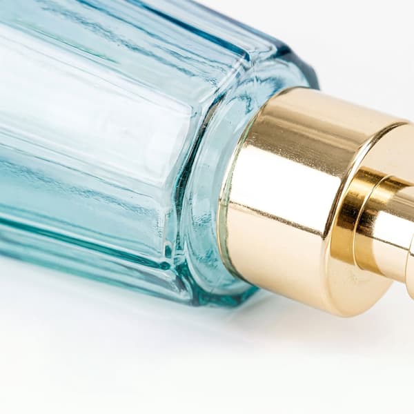 Glastvåldispensrar, set om 2, 320 ml, guldfärgade pumpar