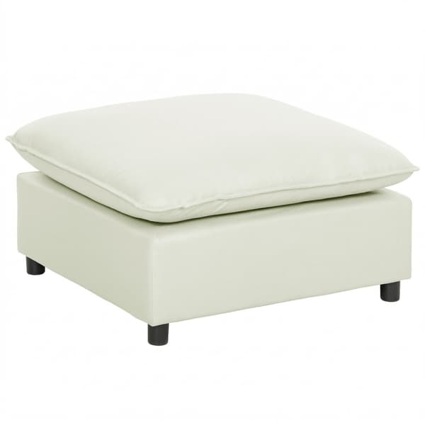 Modern tygfotpall med plastben, 75 cm, krämvit
