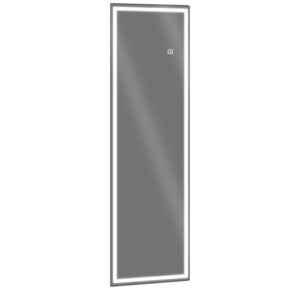 Seinäpeili 120 x 40 cm täyspitkä peili LED-valolla, 3 valopuikkoa, suorakaiteen muotoinen peili kosketuskytkimellä, muistitoiminto makuuhuoneeseen, ky