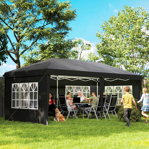 Vedenpitävä pikapaviljonki 3x6m UV-suojalla, musta