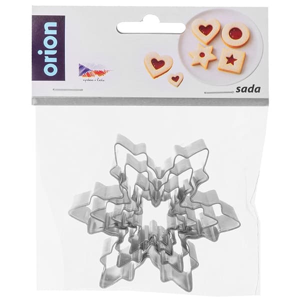 Snöflingeformade kakformar, set, rostfritt stål, 4 storlekar