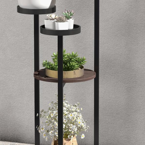 Plant Stand Trä Blomsterhylla, 5 Nivåer, För Trädgård & Balkong, 28X28X87Cm, Brun