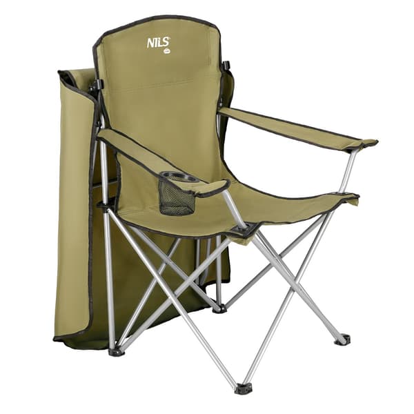 Campingstol med solskydd, grön