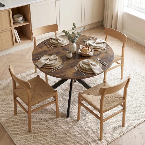 Utdragbart matbord för 4–6 personer, rustik brun industridesign