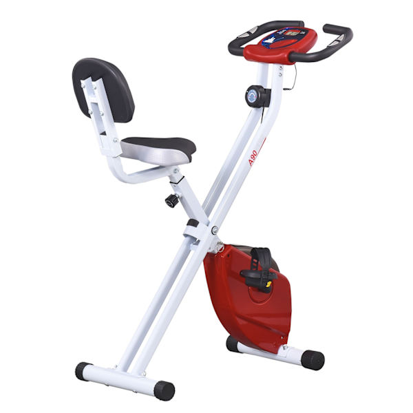 Motionscykel Cykeltræner Med 8 Niveauer Af Justerbar Magnetisk Modstand, Højdejusterbar Stål Rød + Hvid 43 X 97 X 109 Cm