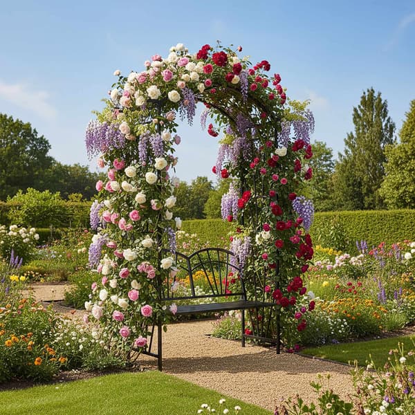 Rose Trellis Bench – Sort metalbue til klatrere