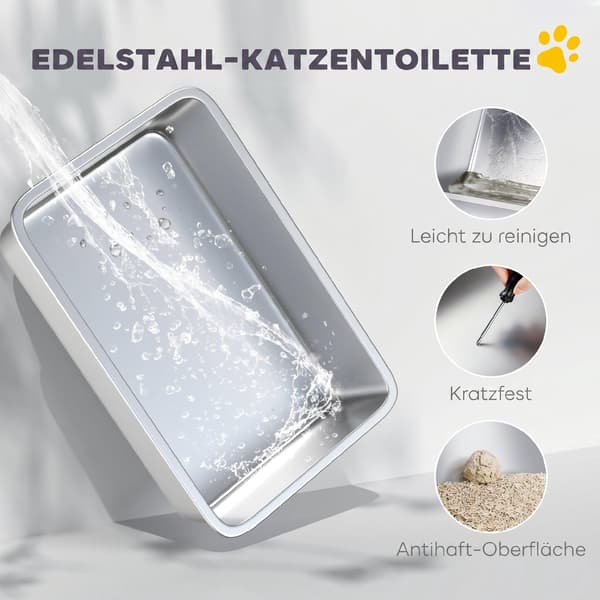 Kattebakke, XL lukket rustfrit stål, skovl, grå