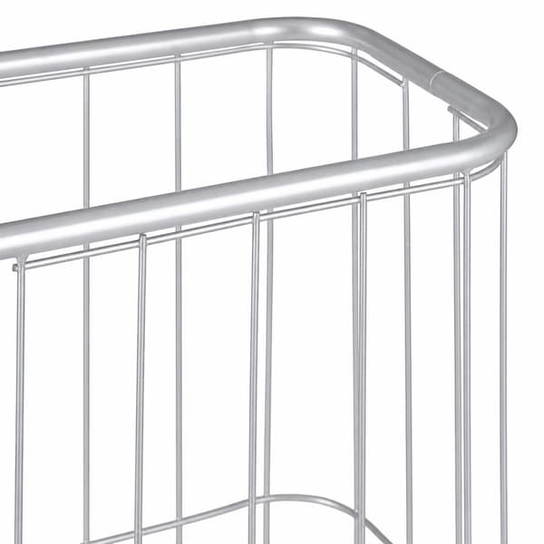 Silverfärgad metallbollställ med 4 hyllor och korg